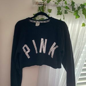 Womens Pink Cropped Crew Neck